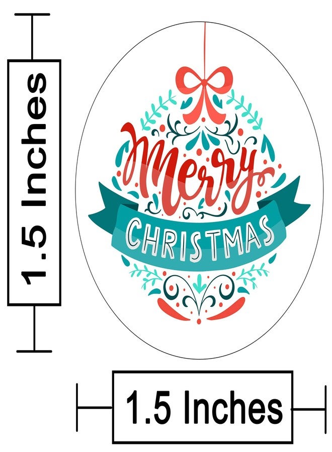 D2C Merry Christmas Round Stickers - Festive Designs, Self-Adhesive, Peel & Stick Labels for Gift Wrapping, Greeting Cards, Secret Santa, 1.5 Inch Pack of 90 - Image 2